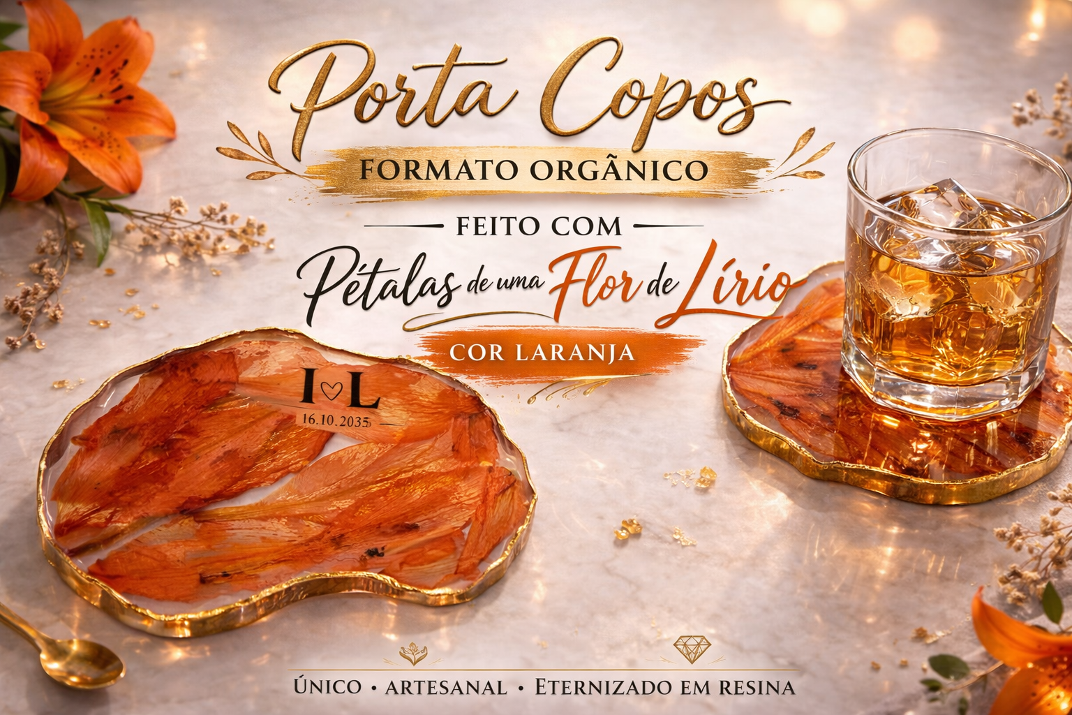 PORTA COPOS ORGANICO COM PETALAS