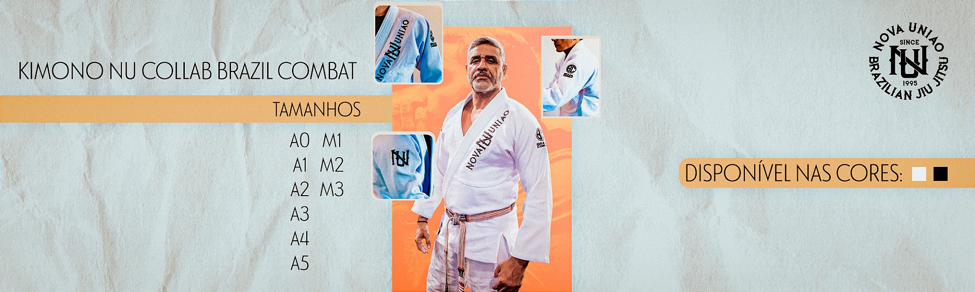 Kimono NU collab Brazil Combat Branco - Bordado