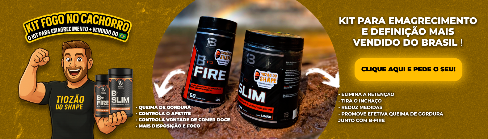 KIT EMAGRECEDOR FOGO NO CACHORRO(B-FIRE + B-SLIM) - 13 NUTRITION #DESCONTO