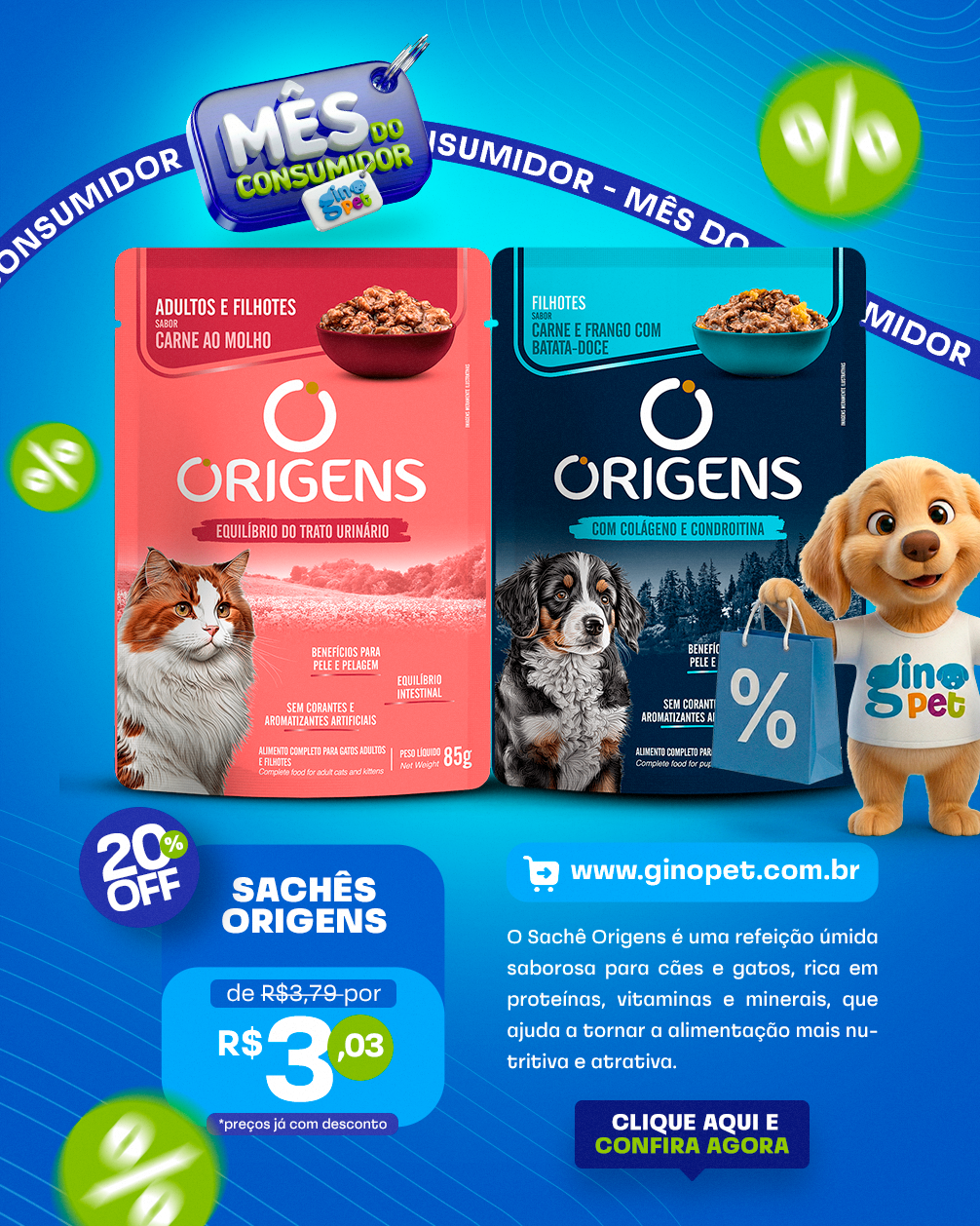 [mobile] Full banner mês do consumidor gino pet sache origens