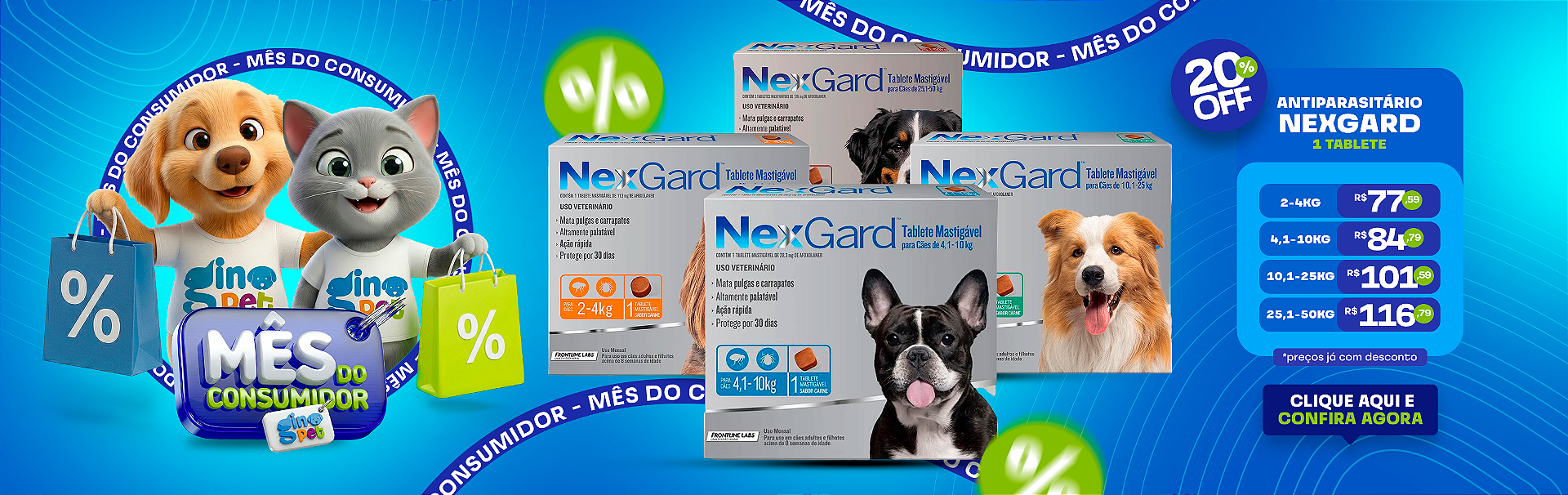 Full banner mês do consumidor gino pet nexgard