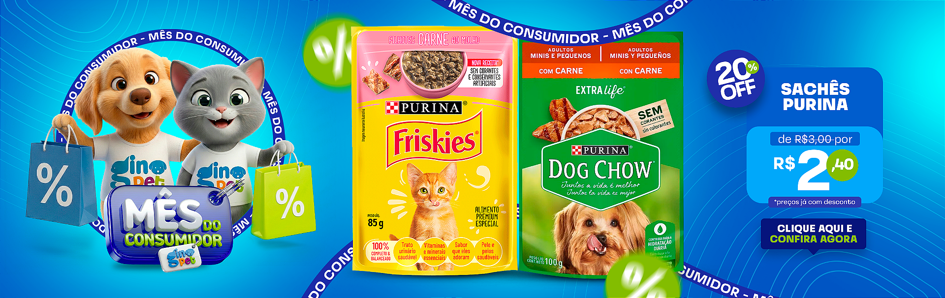 Full banner mês do consumidor gino pet purina sache