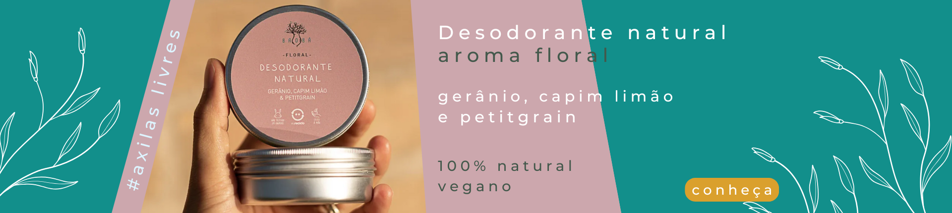 Desodorante Natural Vegano Sem alumínio