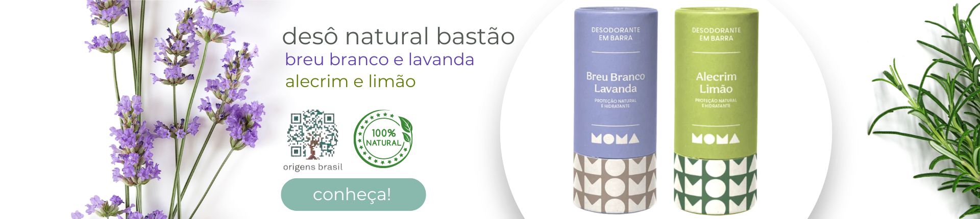 Moma Natural - Desodorante Natural Vegano Bastão Stick. Ingredientes Naturais. Selo Origens Brasil.  Desodorante Sem Alumínio