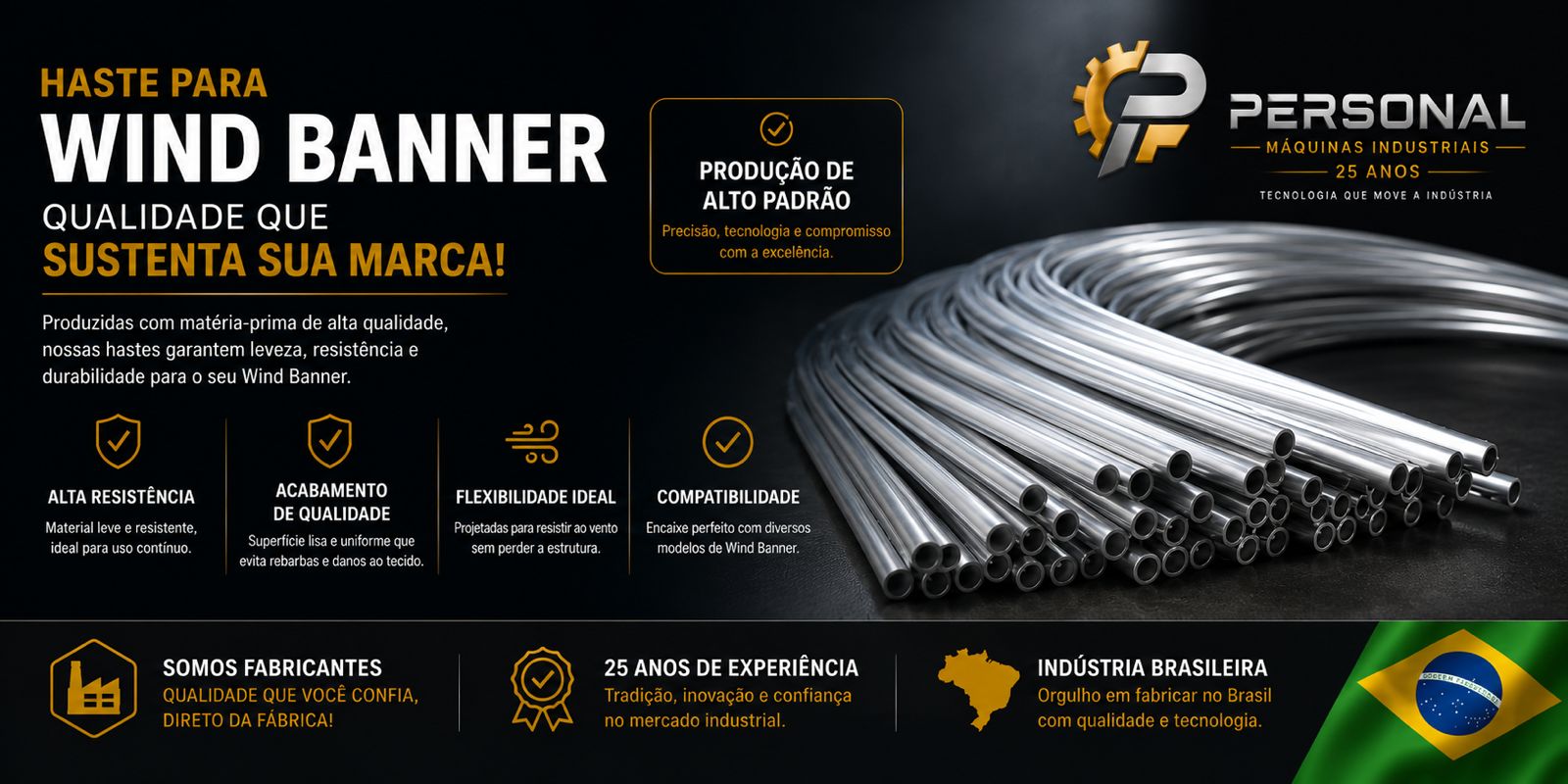 Estrututa Wind Banner desmontavel Kit M