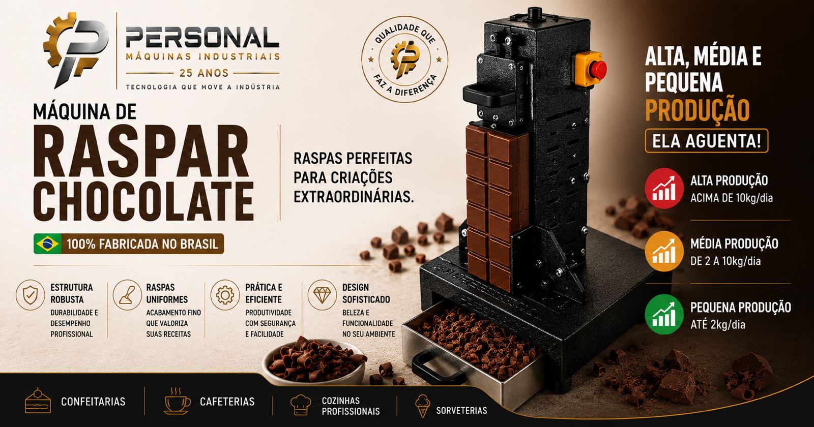 Máquina de Raspar Chocolate.