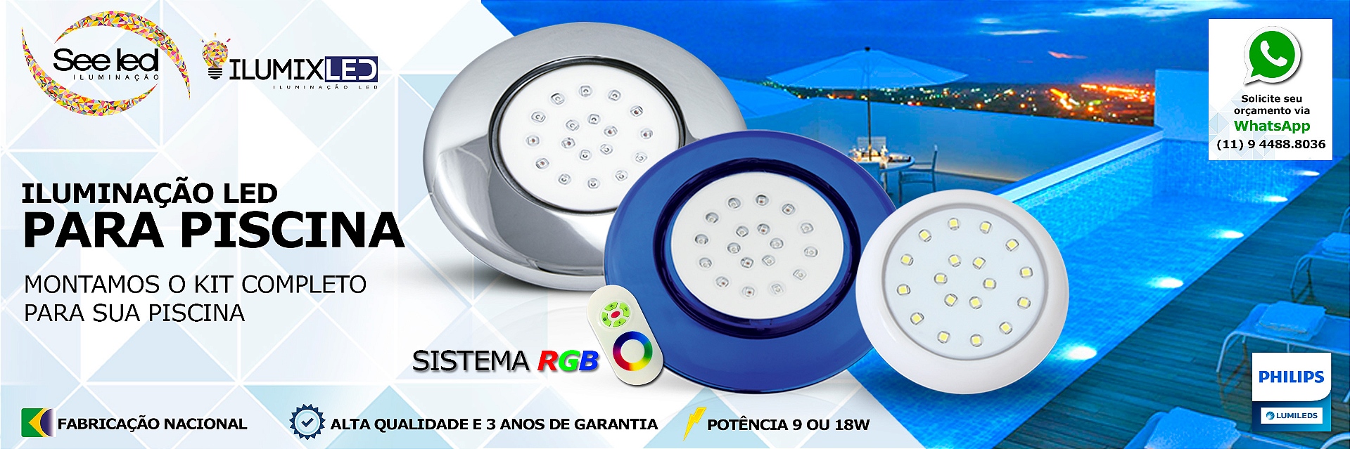 Luminária LED Piscina
