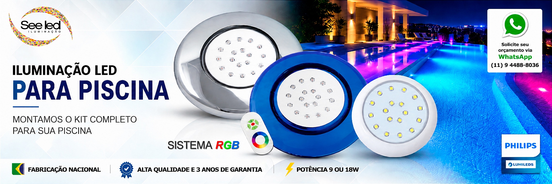 Luminária LED Piscina