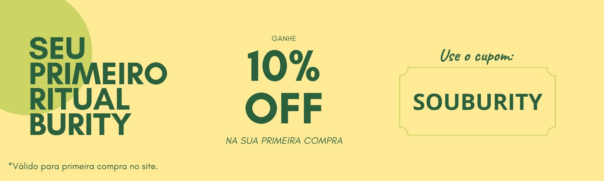 Cupom primeira compra Burity 10 por cento desconto