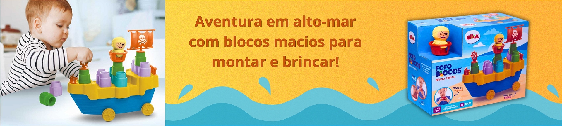 Banner Novo Fofo blocos Navio Pirata