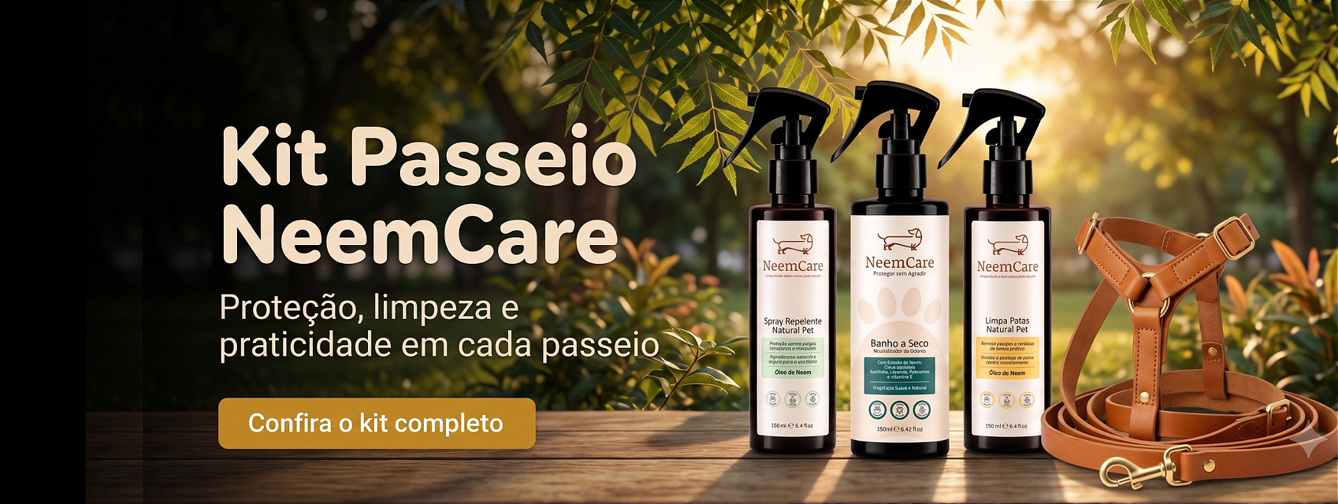 Kit Passeio | Repelente, Limpa Patas e Banho a Seco
