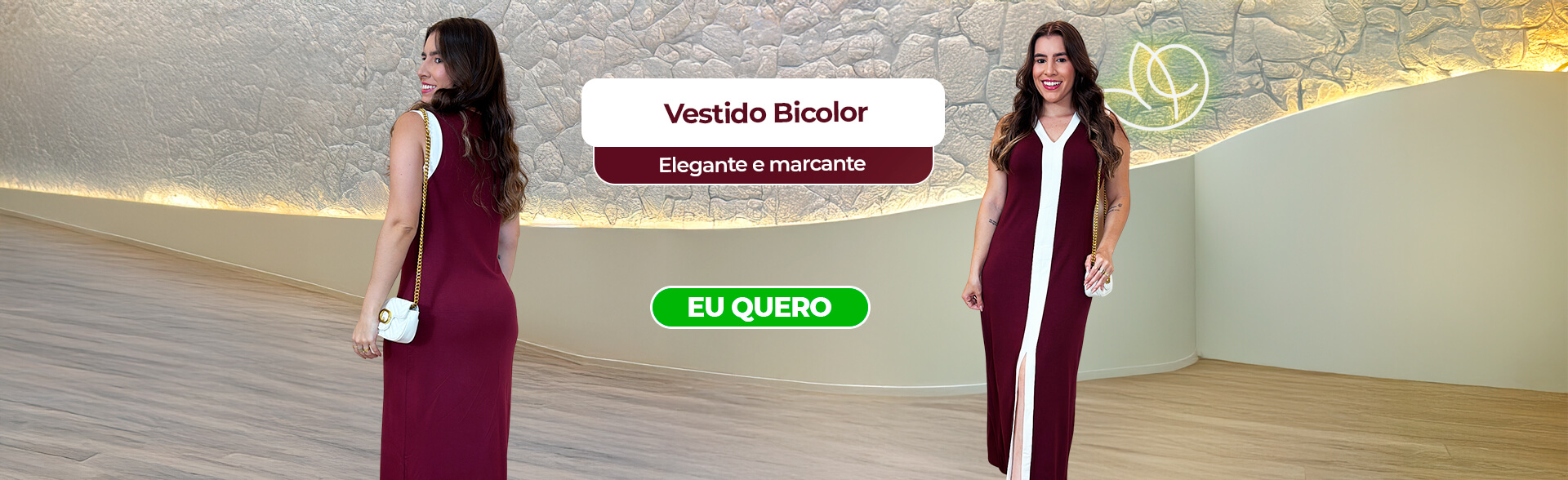 Full banner vestido bicolor marrom