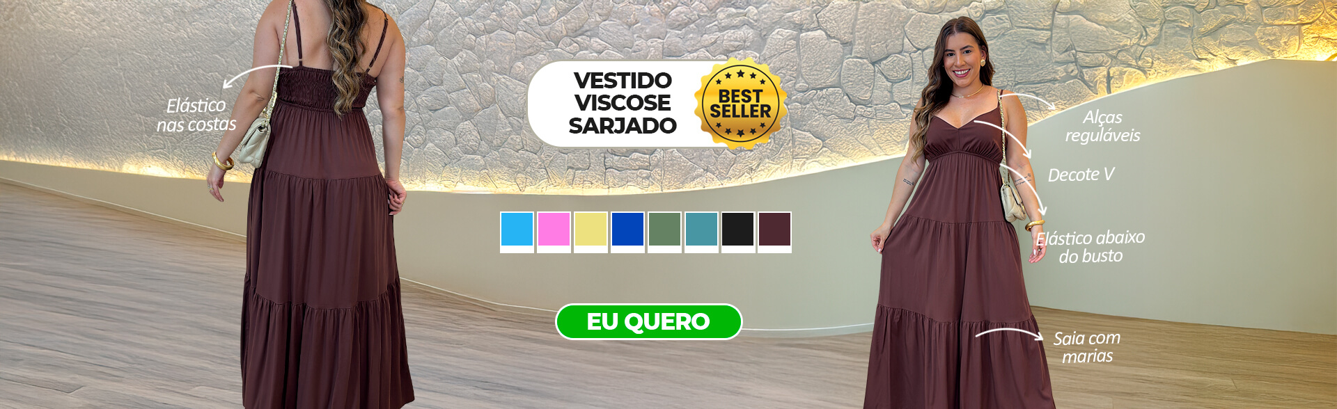 Full banner viscose Marrom