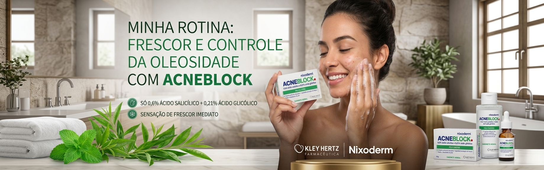 Acneblock - Ac Salicilico + Ac Glicolico - Pele Oleosa - Sabonete Herbal 85g
