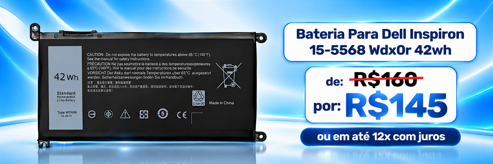 Bateria Para Dell Inspiron 15-5568 Wdx0r 42wh