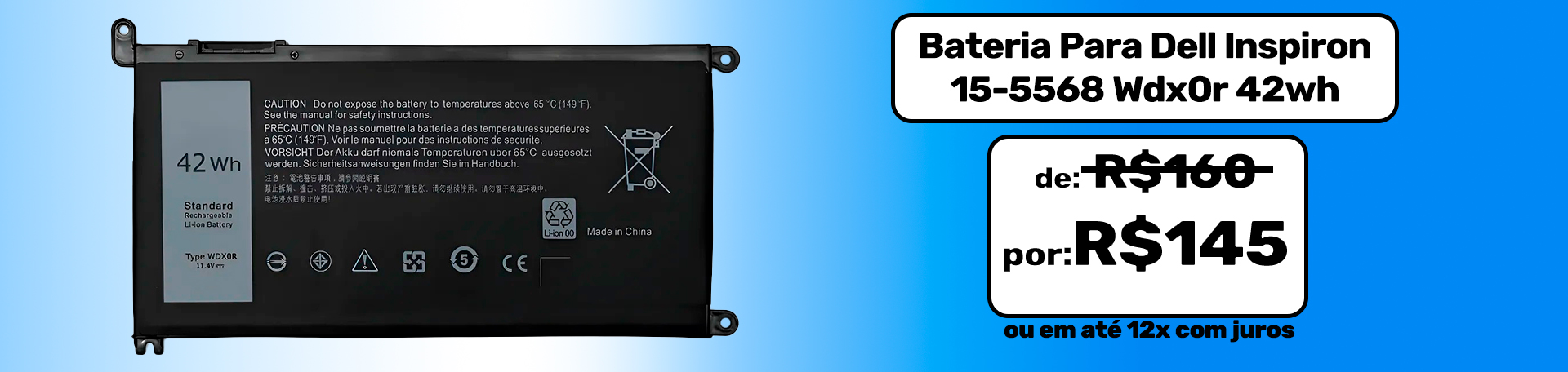 Bateria Para Dell Inspiron 15-5568 Wdx0r 42wh