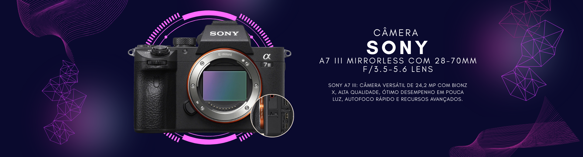 Câmera  Sony a7 III Mirrorless com 28-70mm f/3.5-5.6 Lens