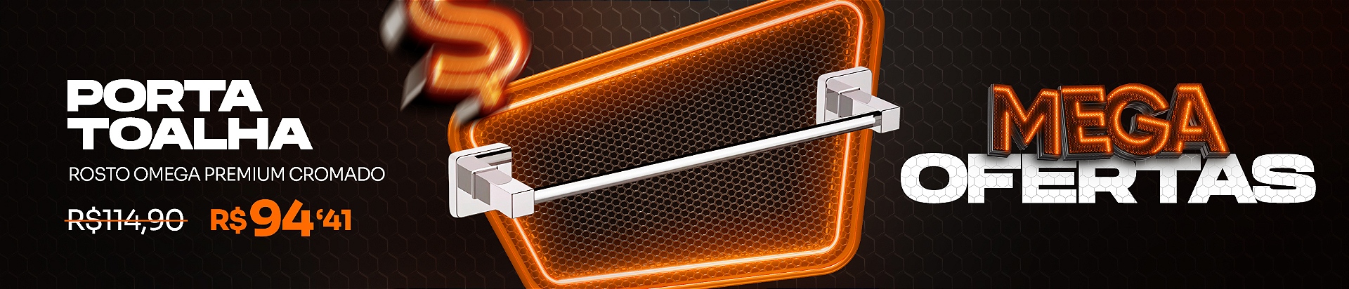 Porta Toalha Rosto Omega Cromado