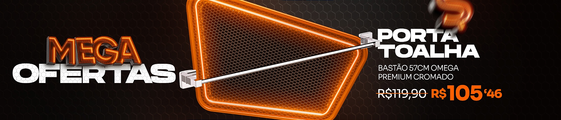 Porta Toalha Bastão Omega Cromado