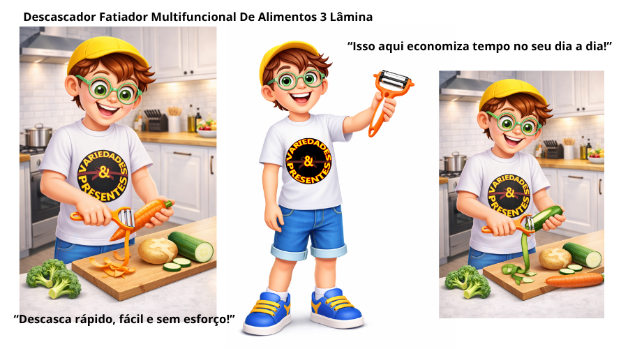 Descascador Fatiador Multifuncional De Alimentos 3 Lâminas