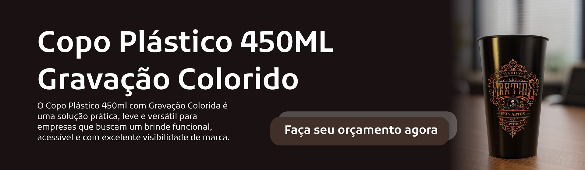 Copo Plástico 450ML Gravação Colorido