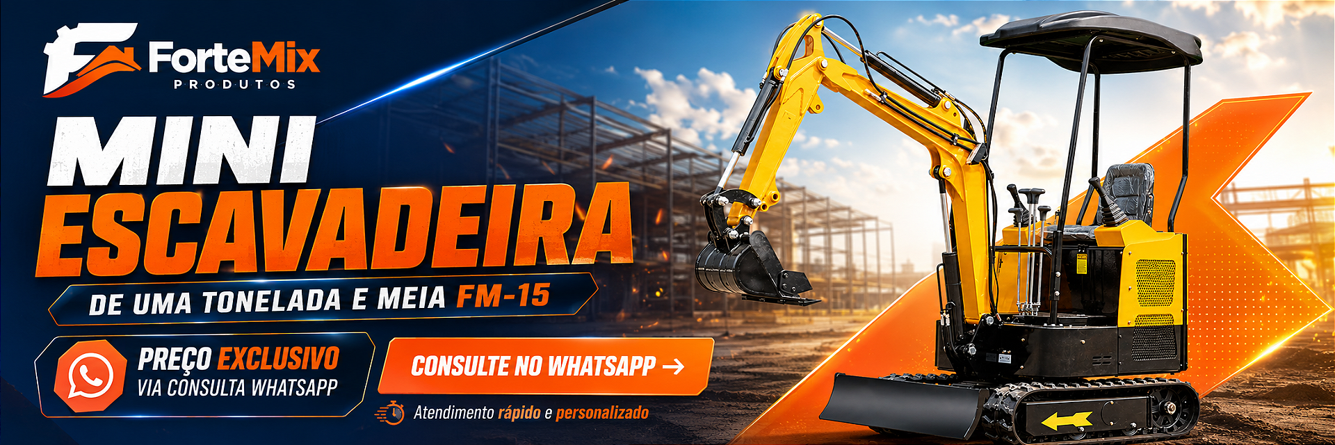 Primeiro Banner Mini Escavadeira