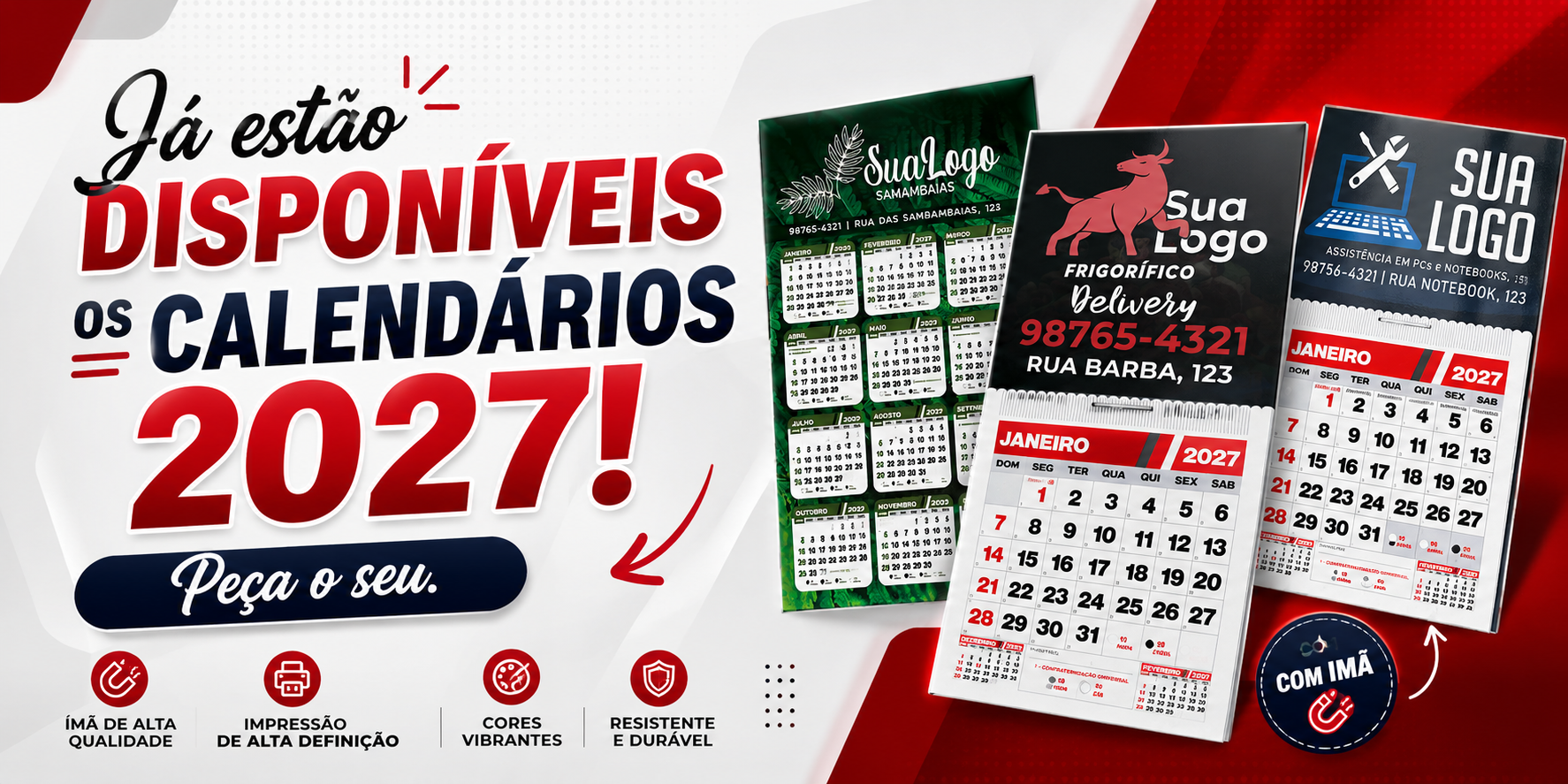 Calendarios disponiveis