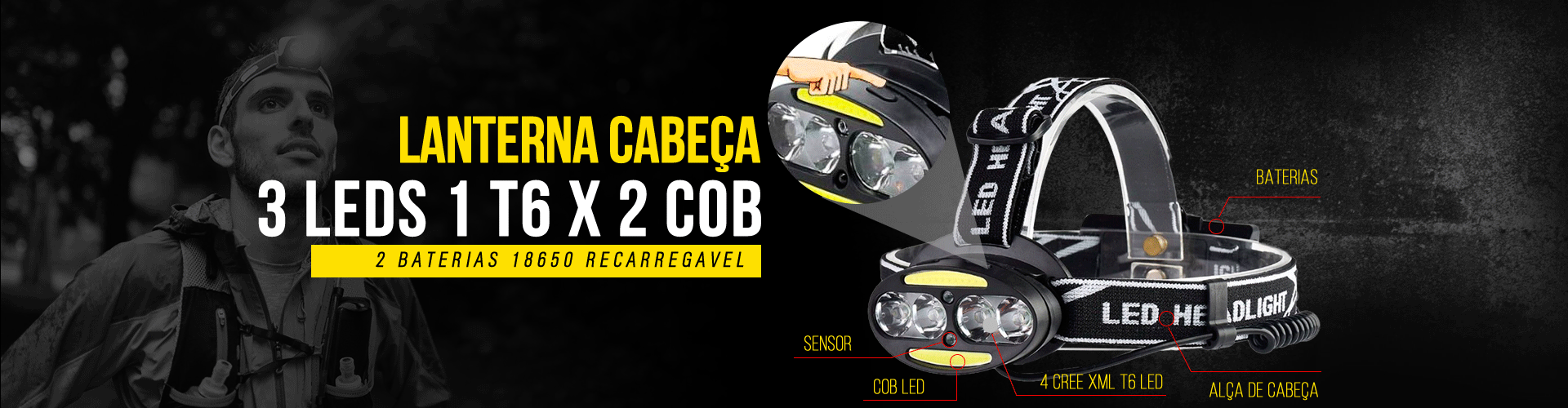 Lanterna de Cabeça Com 13 Leds e Bateria Recarregável de Longa Duração -   - Lanternas Táticas, Lanternas de LED, Lanternas de  Caça, Lanternas para Pesca, Lanternas de Cabeça e mais!