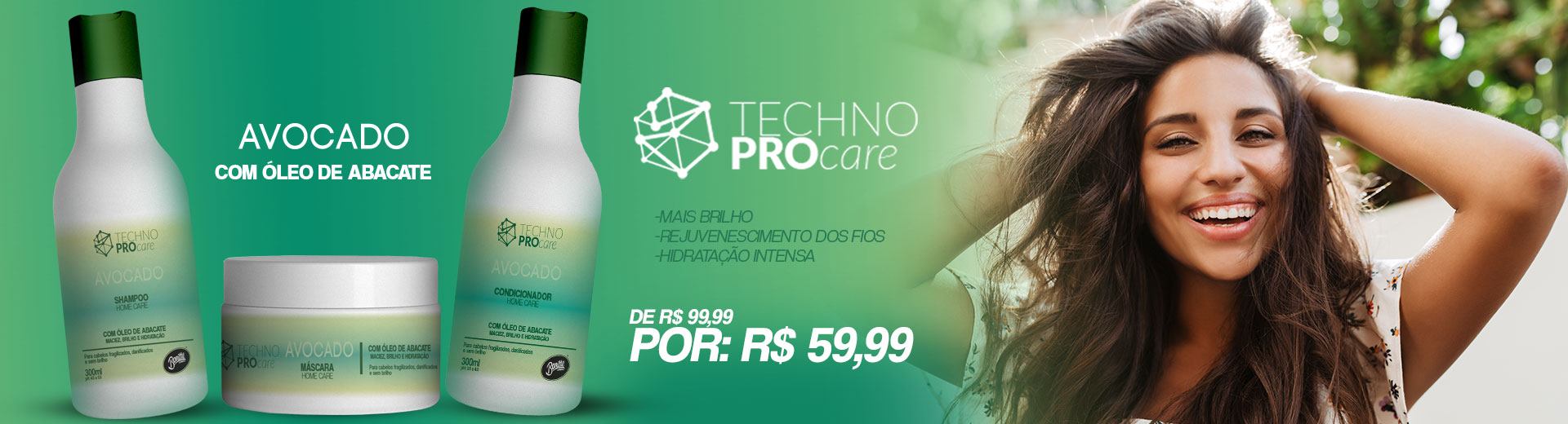 Kit manutenção Abacate 3 passos 300g/300ml - Bonittê Cosmetics