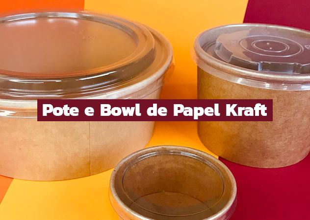 Pote e Bowl de Papel Kraft