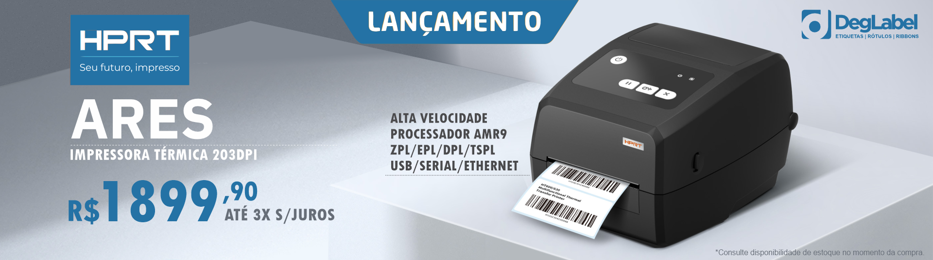 Impressora Termica de Etiquetas HPRT ARES 203 DPI