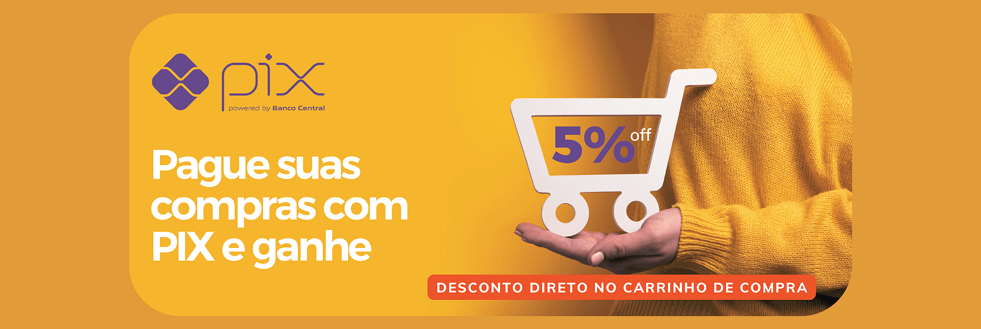 Ganhe 5% off pagando via PIX