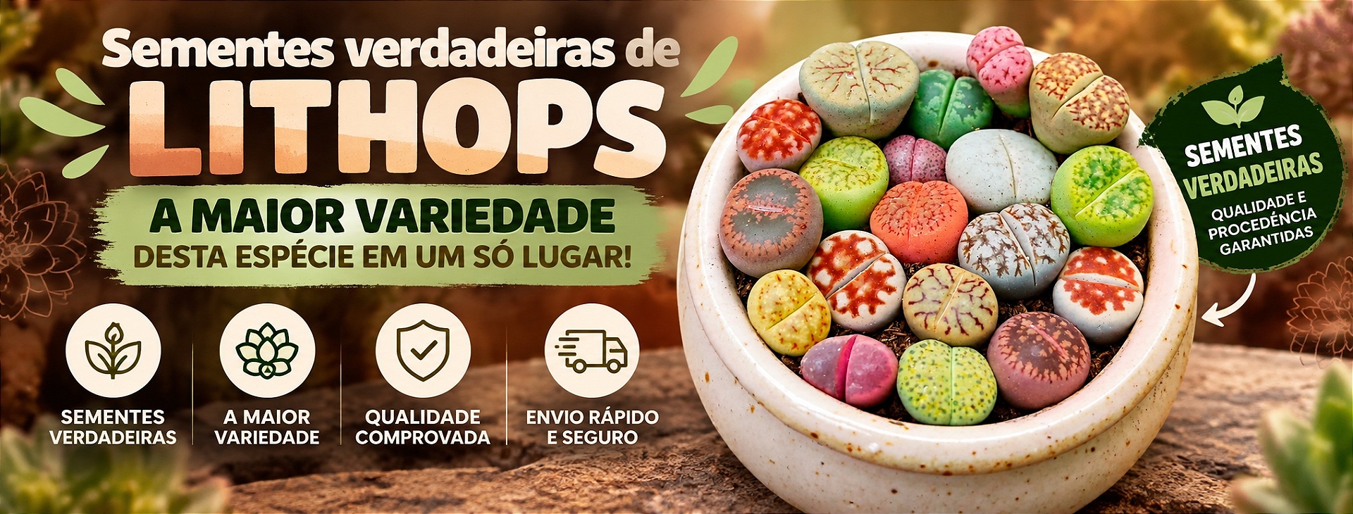 Bannr sementes verdadeiras de lithops