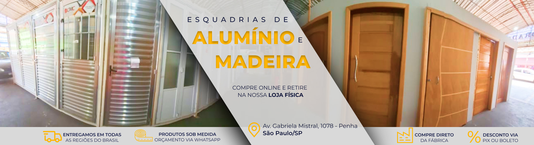 Esquadrias de Alumínio e Madeira, compre online e retire na loja física, Penha São Paulo-SP