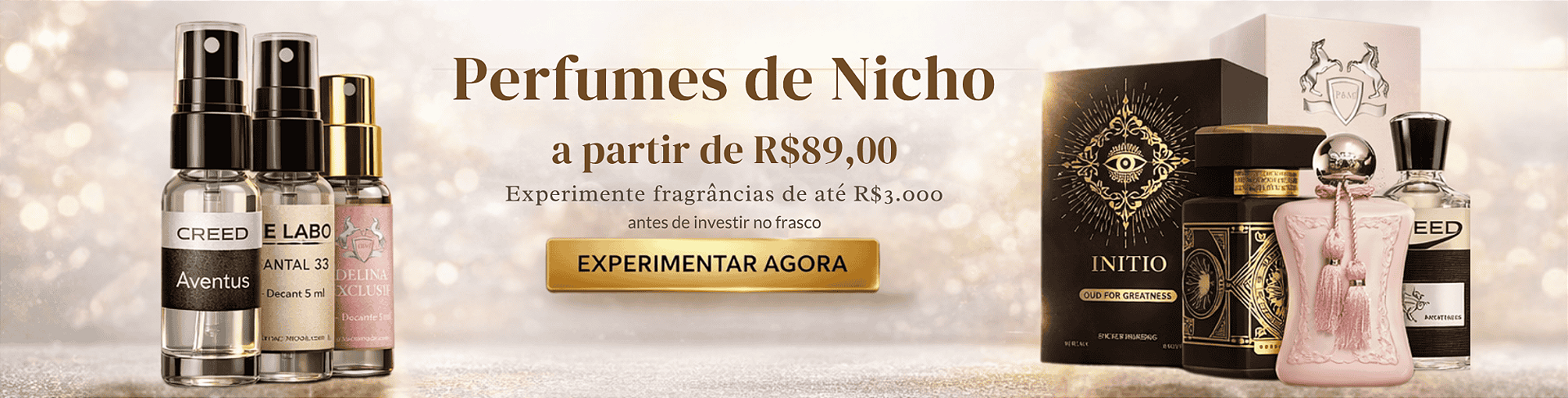 Banner decants de nicho fundo claro