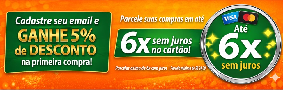 Parcele suas compras  até 6x sem juros no cartão!