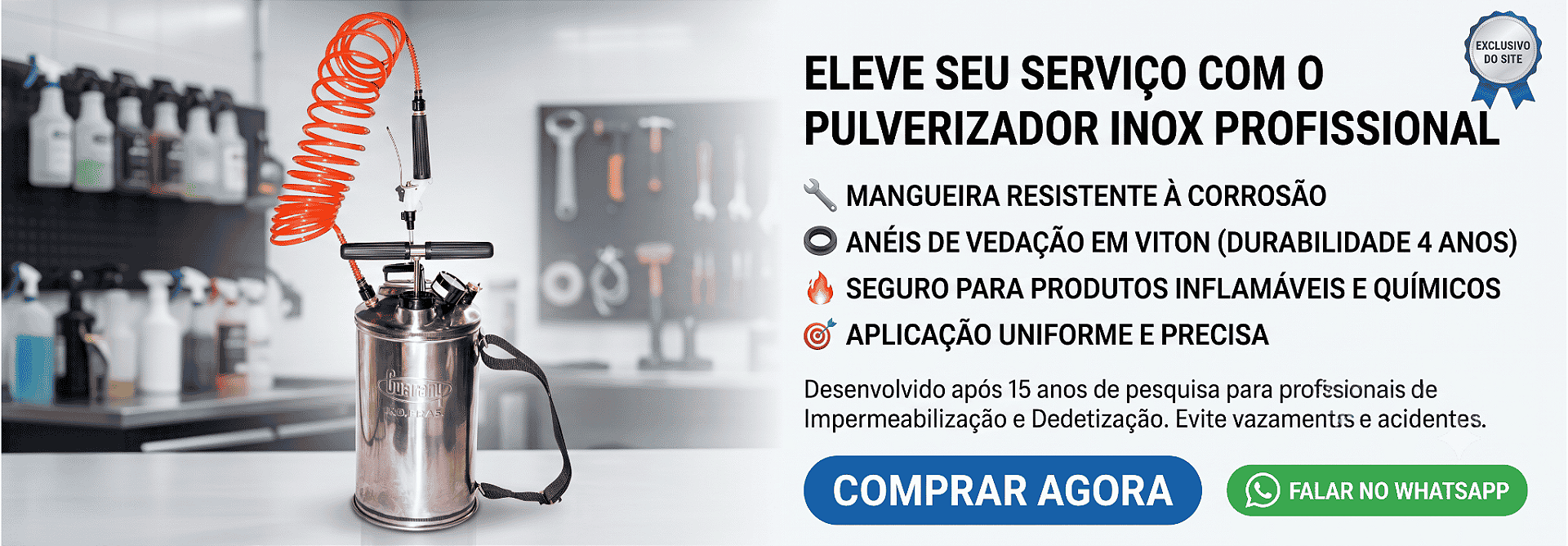 Pulverizador Inox Adaptado para Impermeabilização Profissional