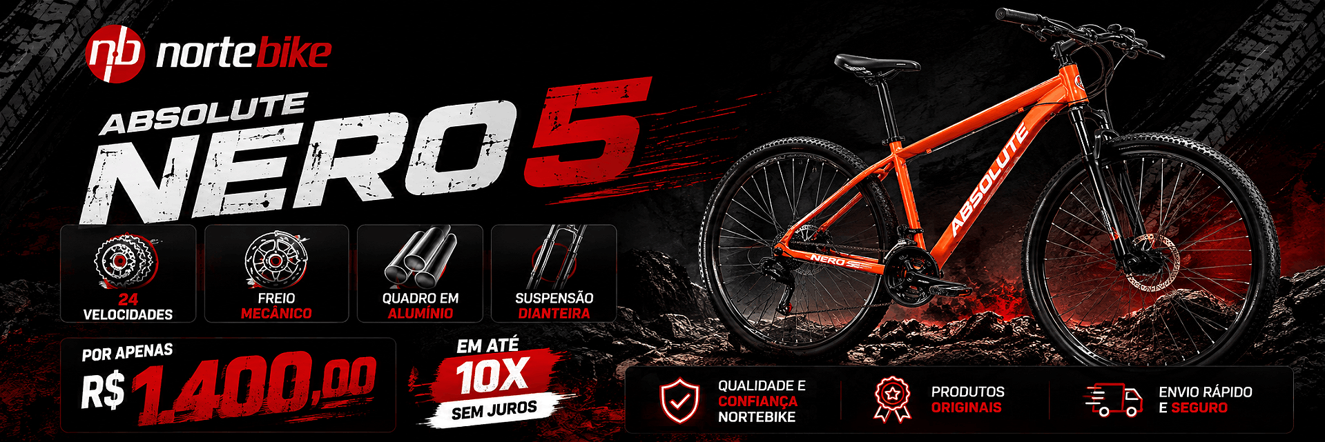 Bicicleta ABSOLUTE NERO 5 Laranja/Branco  24v