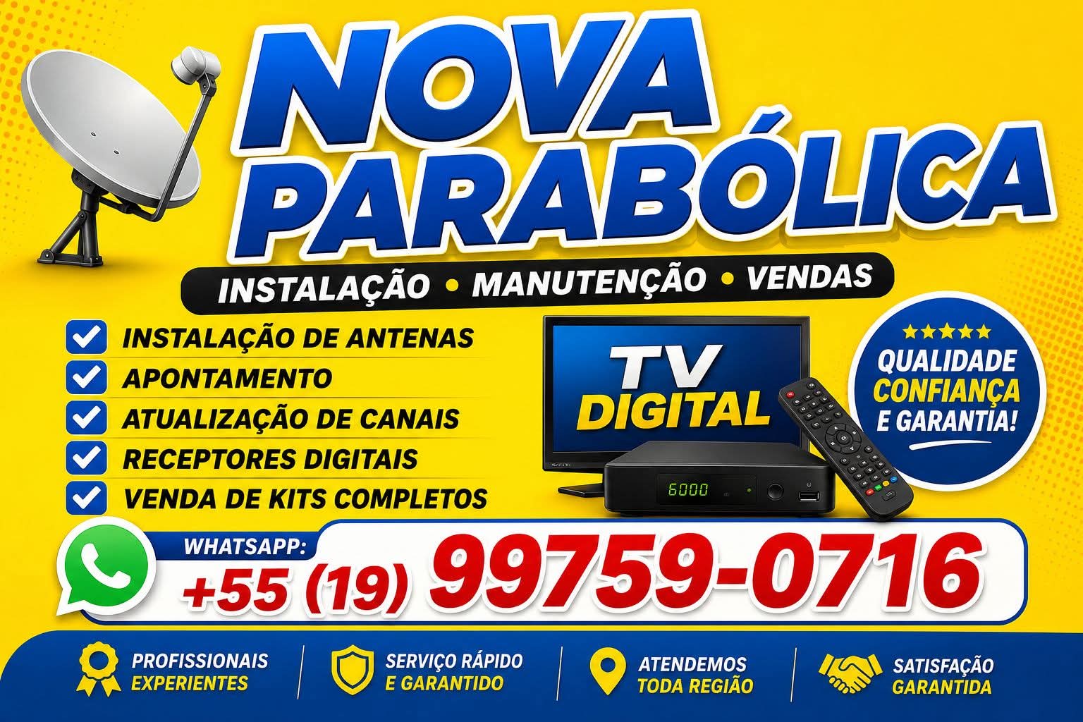 Nova Parabólica Digital 85 Canais de TV Sem Mensalidade