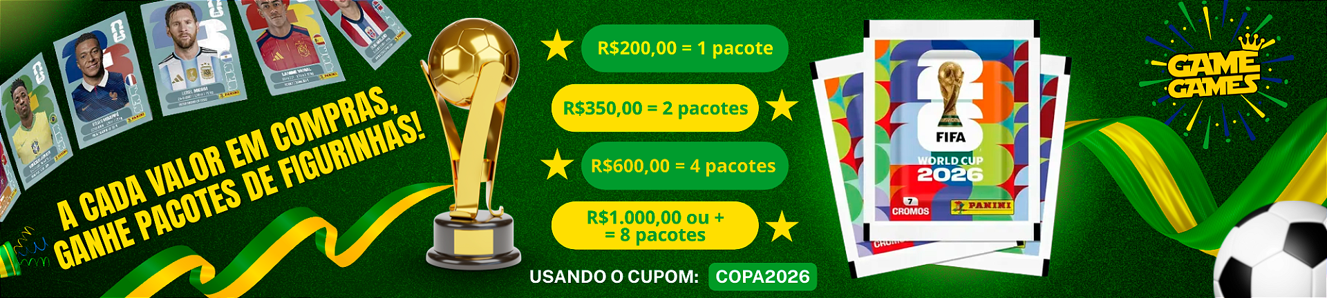 Banner brinde figurinhas copa