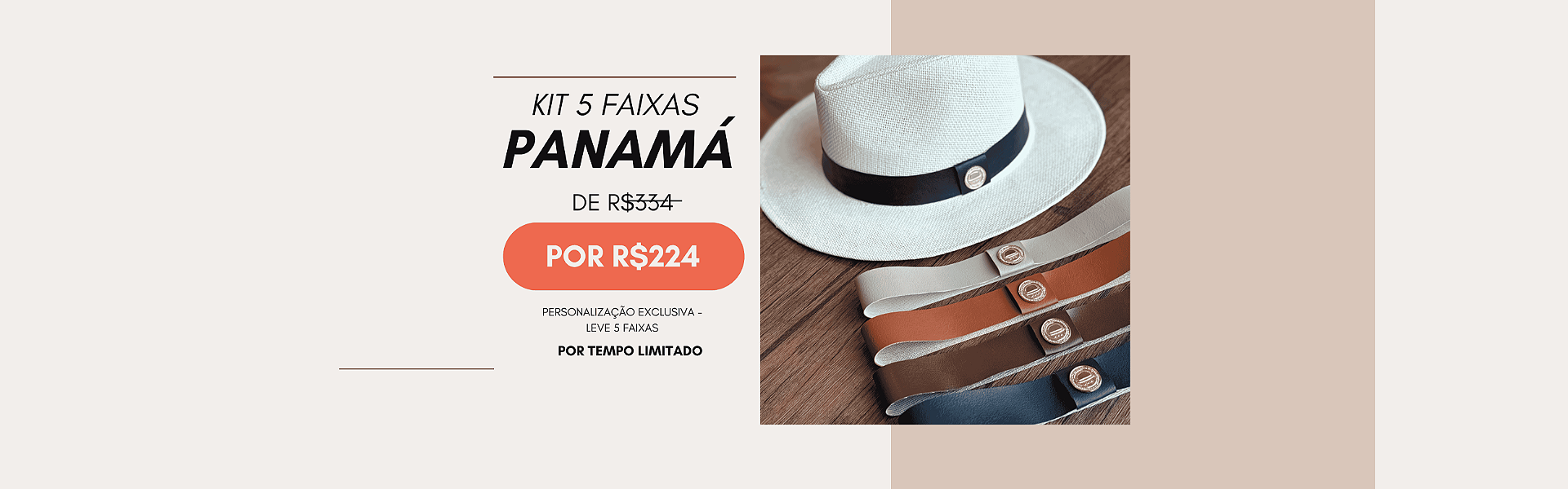 Chapéu Panamá personalizado kit 5 faixas