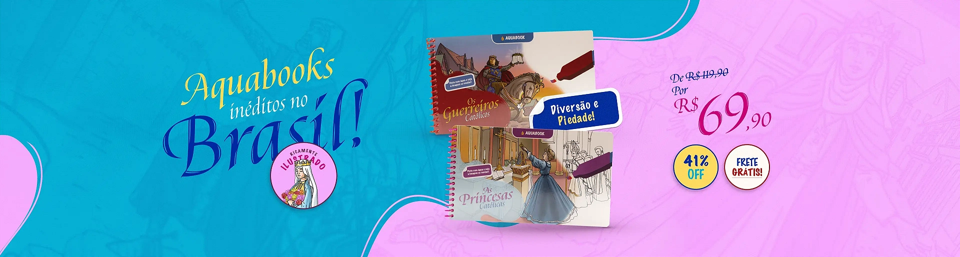 Lançamento Aquabook Princesas e Guerreiros