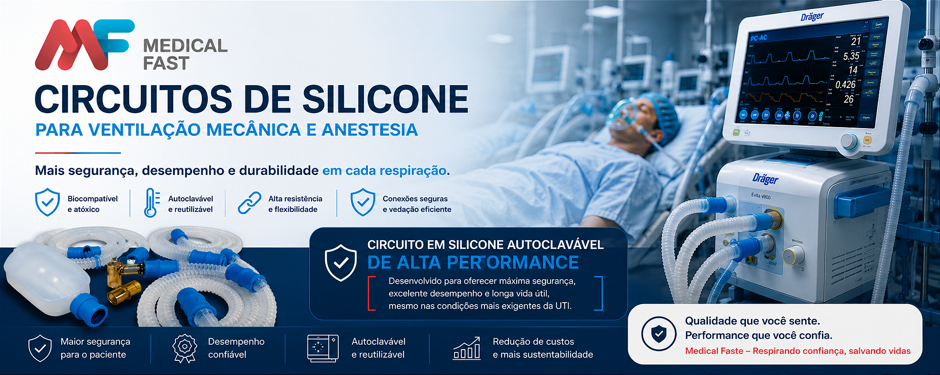 Circuito em Silicone para Ventilação Mecânica