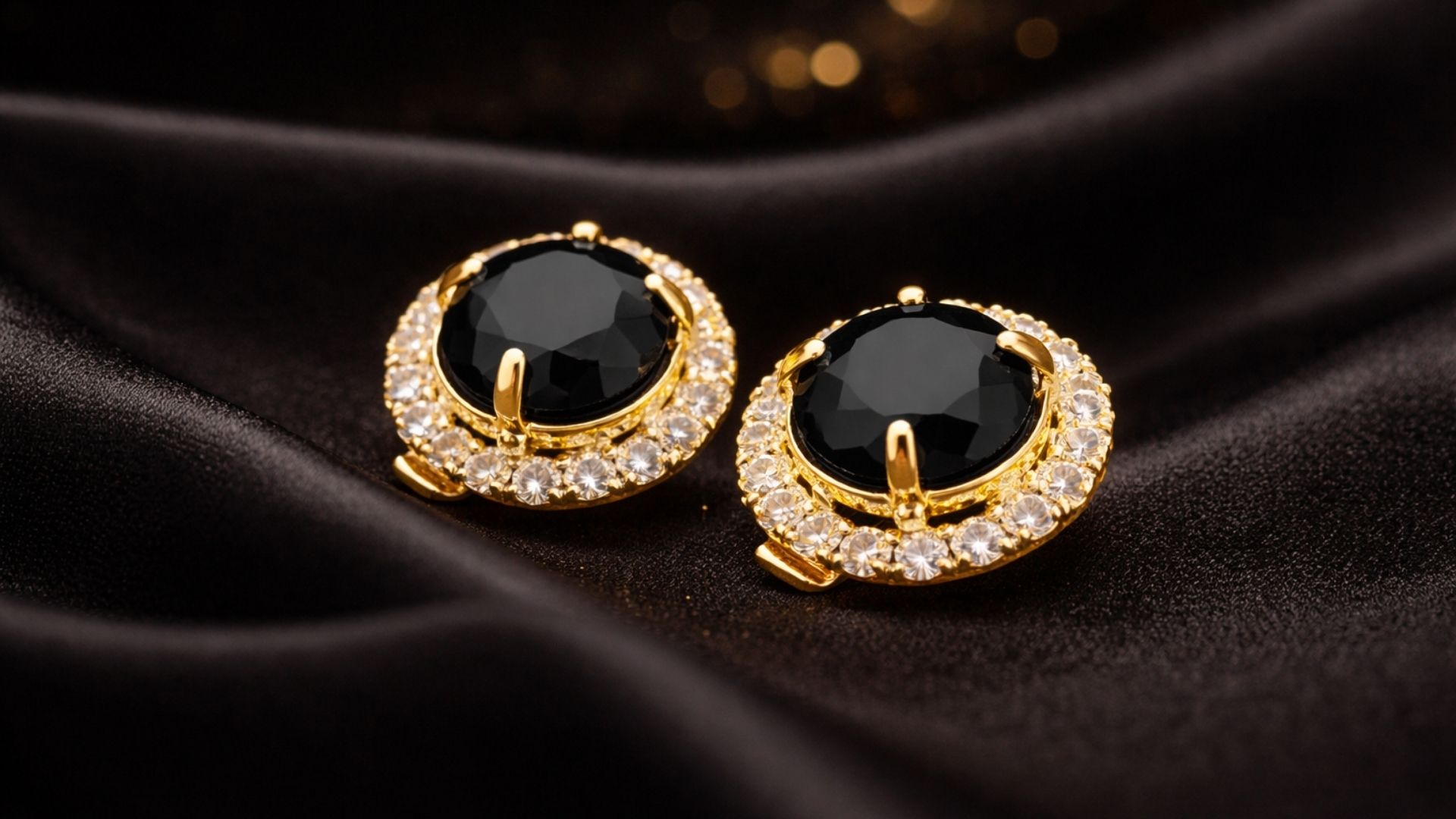 Zircônia Preta e Cristais Brancos