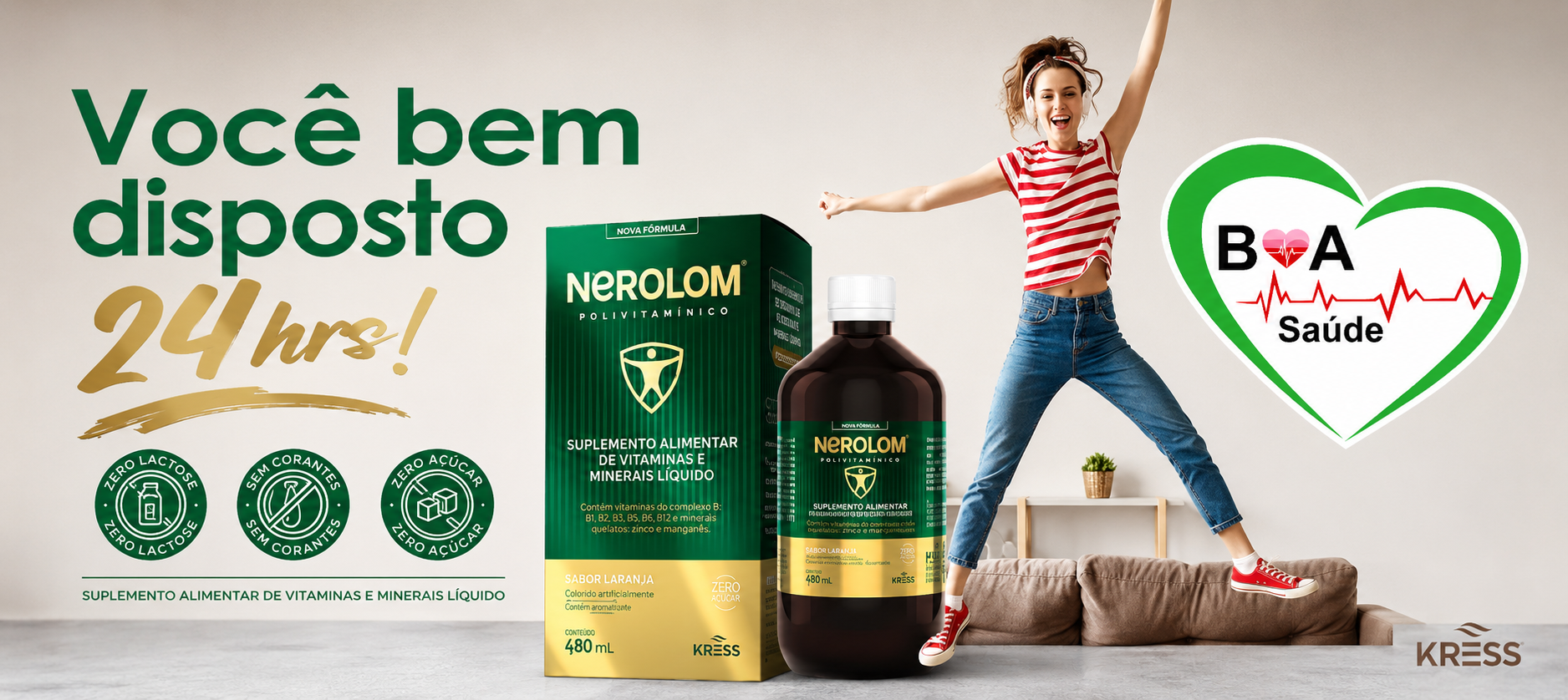 NEROLOM 480 ML POLIVITAMINIACO GLICEROFOSFATO + ASSOCIACOES KRESS BOA SAUDE MEMORIA
