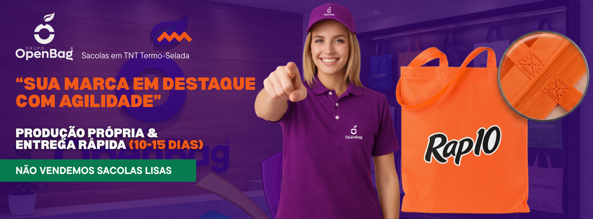 SACOLAS EM TNT TERMO  SELADA