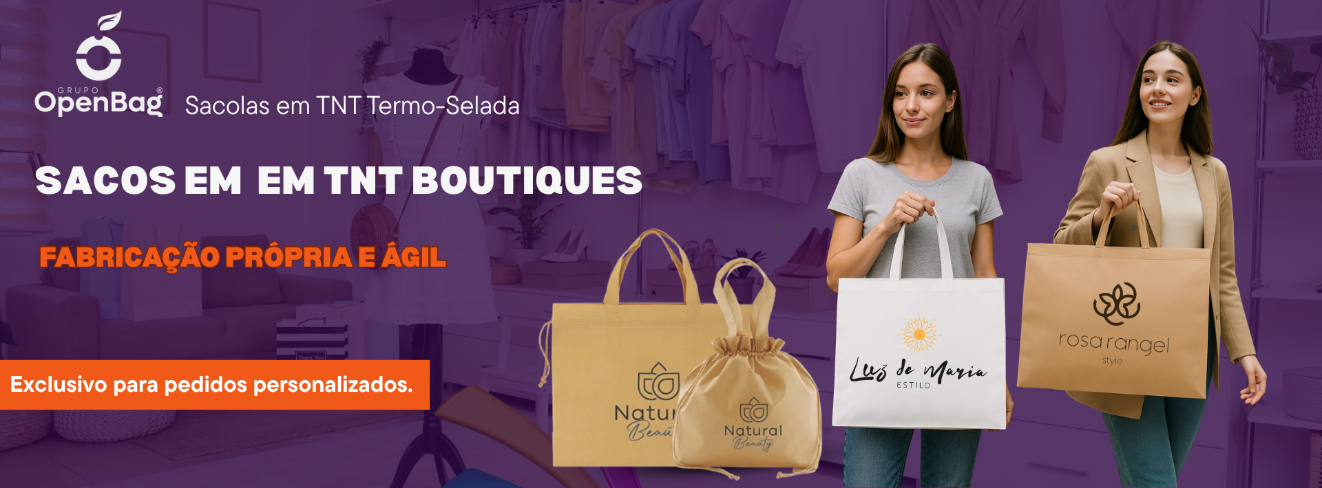 SACOLAS EM TNT PARA  LOJAS