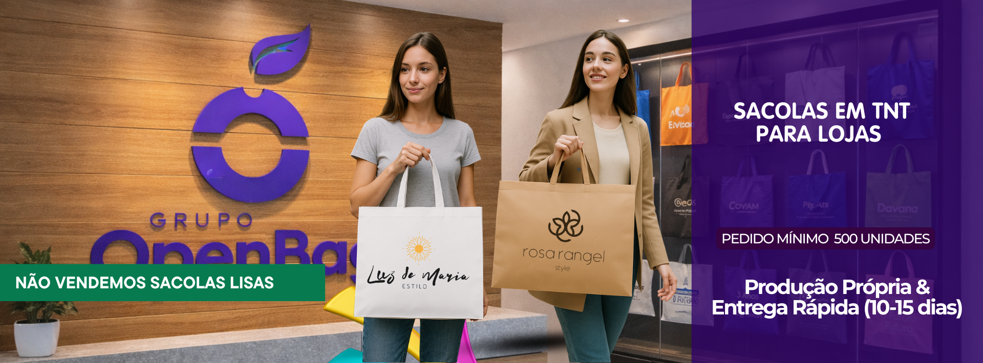 SACOLAS EM TNT PARA  LOJAS