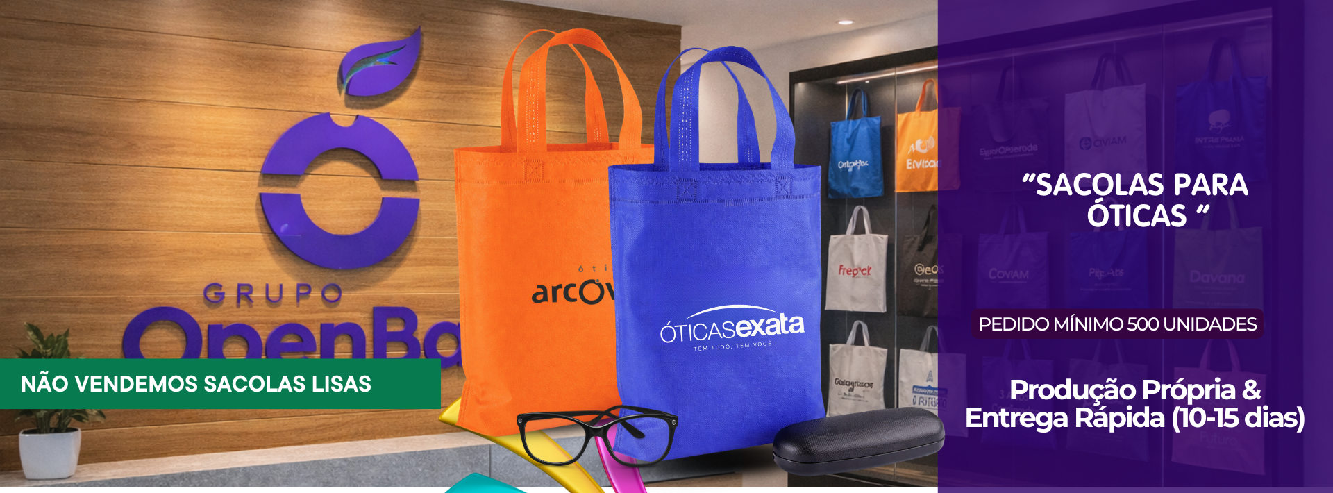 SACOLAS EM TNT PARA OTICAS