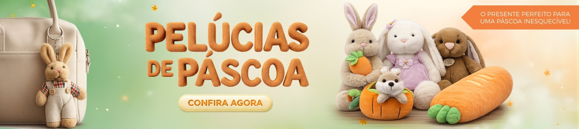 Banner Pelúcias de Pascoa 2026